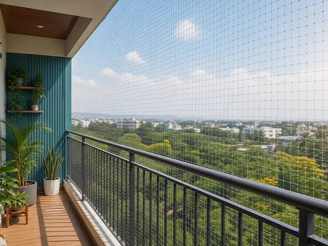 Balcony safety net installation for child and pet protection in Dubai.